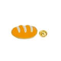 Cartoon orange croissant enamel pin with white stripes and golden butterfly clasp - Baguette Bread