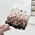 Elegant 5-piece set of French satin scrunchies in cream, pink, brown, and black tones - 10# Classic Coffee Black 5Pcs Set