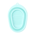 Foldable silicone makeup brush cleaning bowl in fresh mint blue with textured surface - Light Blue