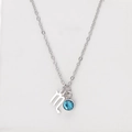 Silver stainless steel Virgo constellation necklace with round blue zircon stone pendant - Silver-Scorpio