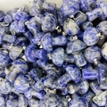 Blue and white sodalite stone mushroom pendants with silver metal clasps in bulk - Blue Spot Stone