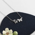Silver stainless steel necklace with letter W pendant, butterfly and heart detail - Silver W
