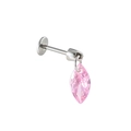 Minimalistische zilveren oorknopje met een roze marquise geslepen zirkoon hanger - Roze (A556-1#) / 0.8*6mm Platte Staaf