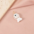 White glass clown fish pendant with blue evil eye detail and gold metal loop for DIY jewelry - White Evil Eye Fish Single Loop (6#) / Gold
