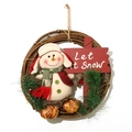 Couronne de Noël en rotin avec bonhomme de neige et panneau Let It Snow décoratif - CX16026 Bonhomme de Neige
