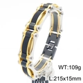 Mens industrial tricolor stainless steel mesh bracelet with gold and black accents - Black & Gold