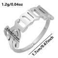 Adjustable 304 stainless steel open ring with MOM cutout design in silver finish - Scorpio / Silver