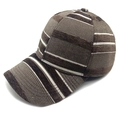 Klassische braun gestreifte Cord-Baseballkappe im Seitenprofil auf weißem Hintergrund - M (56-58cm) / Kaffeebraun