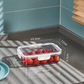 Medium rectangular transparent food storage box with lid and dimensions for strawberries - Short Style Cream White