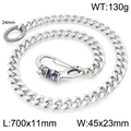Chaîne de taille punk argentée avec boucle crâne, chaîne cubaine pour homme de 70cm - Style Relief Tête de Mort (KK088-Z)