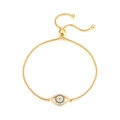 925 silver Evil Eye bolo bracelet in gold finish with blue zircon and adjustable slider - 925 Silver / Style 5 / Gold