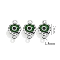 Green enamel evil eye jewelry connector in silver finish, 7mm height with 1.5mm dual loops - Double Hole / Silver-Green