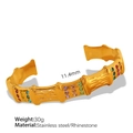 Gold bamboo-style open cuff bracelet with colorful rhinestones in stainless steel - Gold with Multicolor Zircon