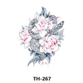 Waterproof tattoo sticker TH-267 featuring a black snake entwined with pink flowers - Th-267 / 210*148mm