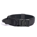 Tactical dog collar in heavy-duty black nylon with quick-release metal buckle and control handle - Black