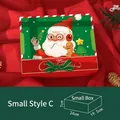 Christmas gift box Small Type C with Santa patterns and red ribbon, 24x19.5x7cm size - Santa Wearing Glasses