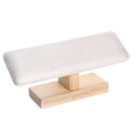 Solid wood bracelet stand with white fabric display cushion for watches and jewelry - Off-white Velvet