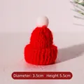 Mini red knitted Christmas hat with white pompom detail, 3.5cm wide and 5.5cm high - Diameter 3.5cm Height 5.5cm / Red Hat White Pom