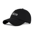 Black cotton baseball cap with white Nice embroidery and curved brim for casual wear - Black