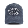 Vintage navy washed cotton baseball cap with Limited Edition 1995 white embroidery - Adjustable / 1995 Style (Navy Blue)