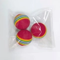 Three-pack of rainbow striped high-elasticity EVA foam pet toy balls for cats and dogs - Set of 3 / Large (6.3cm)
