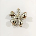 Silver flower alloy hair claw clip with mirror finish and spring mechanism for women - 8cm / Flower / Silver