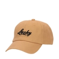 Khaki Baumwoll-Baseballkappe mit schwarzer Lucky-Stickerei im klassischen 6-Panel-Stil - Khaki