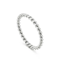 Minimalist silver polished stainless steel twisted rope ring for unisex everyday wear - US 6 / Steel