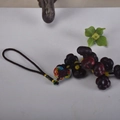 Handcrafted rosewood pumpkin keychain pendant with colorful Chinese knot and yellow beads - Sandalwood Persimmon Perfection Large