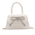 Bolso bandolera blanco con lazo de diamantes de imitación y cadena de plata mujer - Blanco