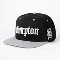 Classic black and grey snapback hat with white Compton 3D embroidery and side badge - Adjustable / Grey Mix Black