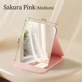 Cherry pink foldable tabletop makeup mirror in medium size with soft faux leather cover - M / Fairy Pink