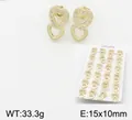 12-pair heart stud earring set in 18k gold plating featuring sparkling white crystals - Shiny Heart