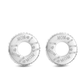 Silver stud earrings with MOM lettering and heart patterns for Mother's Day gift set - Silver Stud Earrings (KE67061-K) / Silver