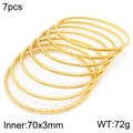 Set di 7 bracciali dorati a corda intrecciata, diametro 70 mm e larghezza 3 mm - Set da 7 Pezzi Oro