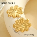 Close-up of matte gold flower earrings featuring a textured 3.65cm petal design - Gold Earrings