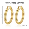 Polished 2.5cm gold-plated hollow hoop earrings with a 7g lightweight design for unisex - 5*25mm (Gold)