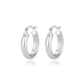 Gepolijste 925 sterling zilveren dikke oorringen met een stevige kliksluiting - E956E / Zilver - Minimalistische Creolen