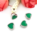 Cuentas de corazón de esmalte verde hechas a mano con acabado dorado de 8 mm para DIY - 8mm / Verde