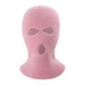 Pink three-hole knitted balaclava mask for winter outdoor sports and skiing - 3-Hole Design / Pink