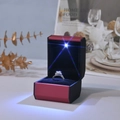 Elegant octagon LED ring box in red and black finish with velvet interior lighting - Pendant Box / Burgundy