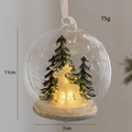 Luminous glass Christmas ornament with reindeer snow scene and warm LED light, 11cm height - Reindeer Pine Tree Micro Landscape Style (F款)