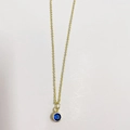 Minimalistische 14K vergoldete Halskette mit 5mm rundem dunkelblauem Zirkonia - Königsblau (September)
