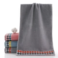 Soft cotton towels with argyle border and style embroidery in grey pink and blue colors - Grey Argyle Towel