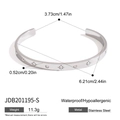 Silver stainless steel open bangle featuring star patterns with sparkling rhinestones - Silver Octagonal Star Zircon Open Bangle (JDB201195-S)