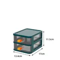 Dark green desktop storage box with two gray drawers and orange handles, size 17x13.4x11.5cm - 2-Tier / Emerald Green