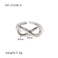 Minimalist silver infinity open ring in stainless steel with 8mm height and 1.2g weight - Adjustable Open / Infinity Symbol Style (HF-J1338-S)