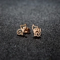 Minimalist rose gold cat stud earrings with hollow design for a sweet look - Cat / Rose Gold