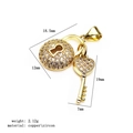 Copper micro-pave zircon lock and heart key pendant charm set in high-quality finish - Lock And Key Shaped Pendants (9#)