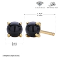 Detailed macro view of gold-plated S925 silver stud earring with black stone and cubic zirconia - 925 Silver 18K Gold Plated - Black Agate